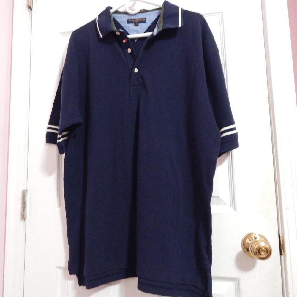 Tommy Hilfiger Men's Navy Polo Shirt XL - Business Casual Spring Custom Fit